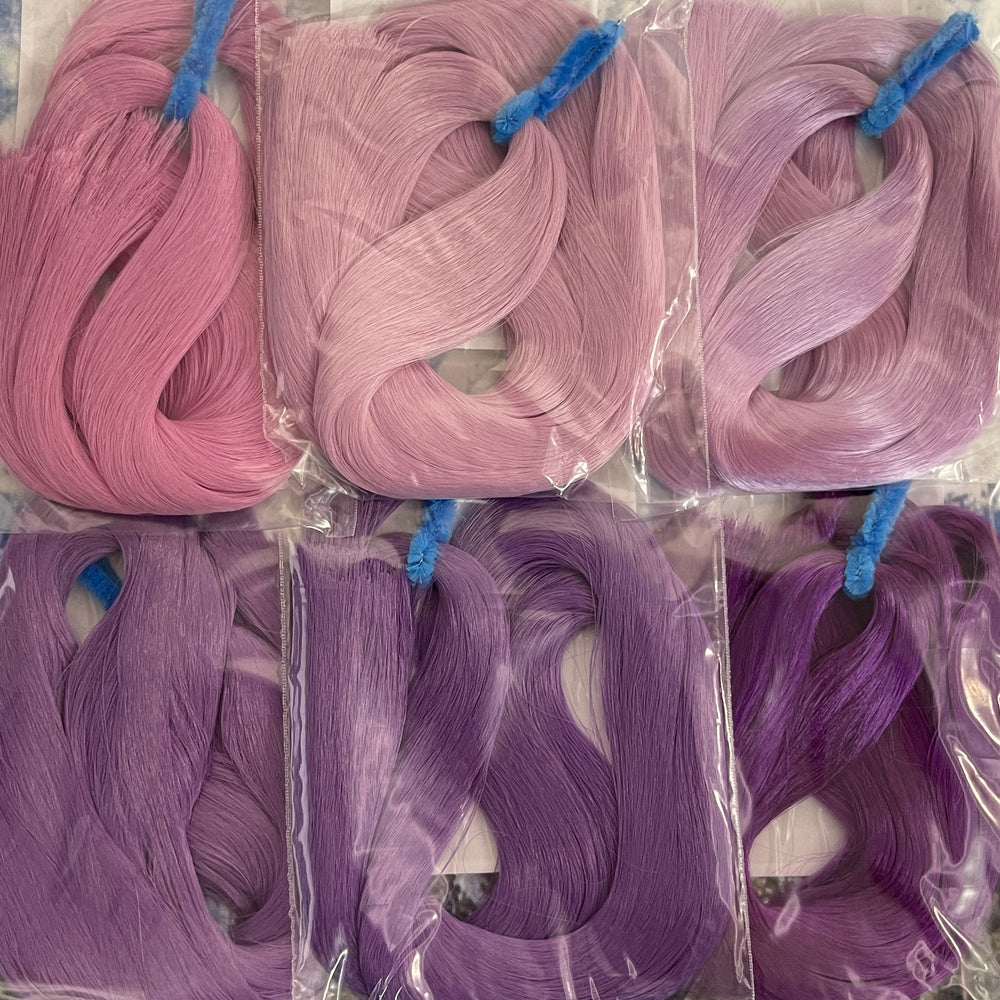 Japanese Saran Artist Pack Purples 6oz Six Color Bundle Doll Hair for Rerooting