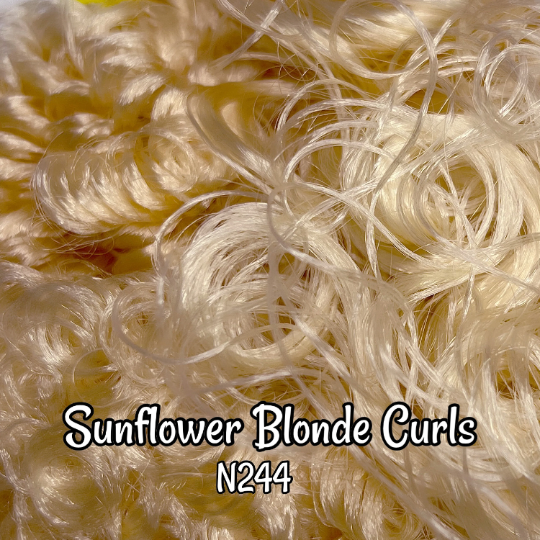 DG Curly Nylon Sunflower Blonde N244 3mm, 6mm, 10mm, 20mm 36 inch 0.5oz/14g Doll Hair