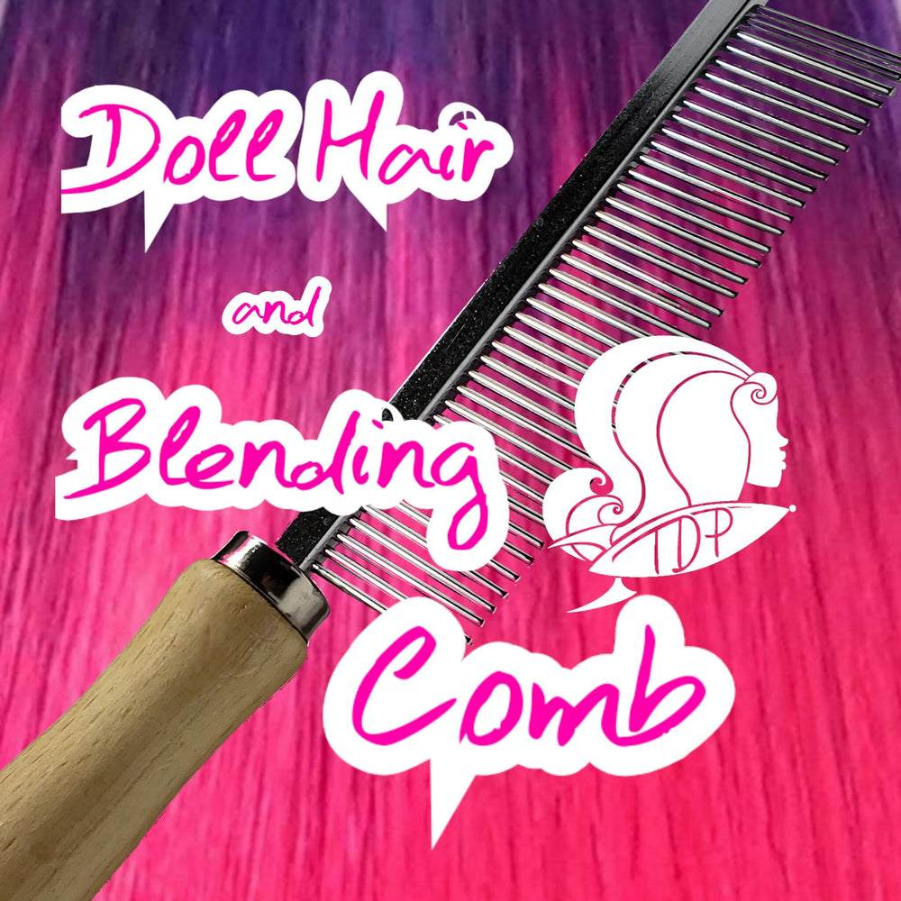 Doll Hair Blending and Styling Comb for Rerooting Fashion Dolls Metal Tooth Wooden Handle