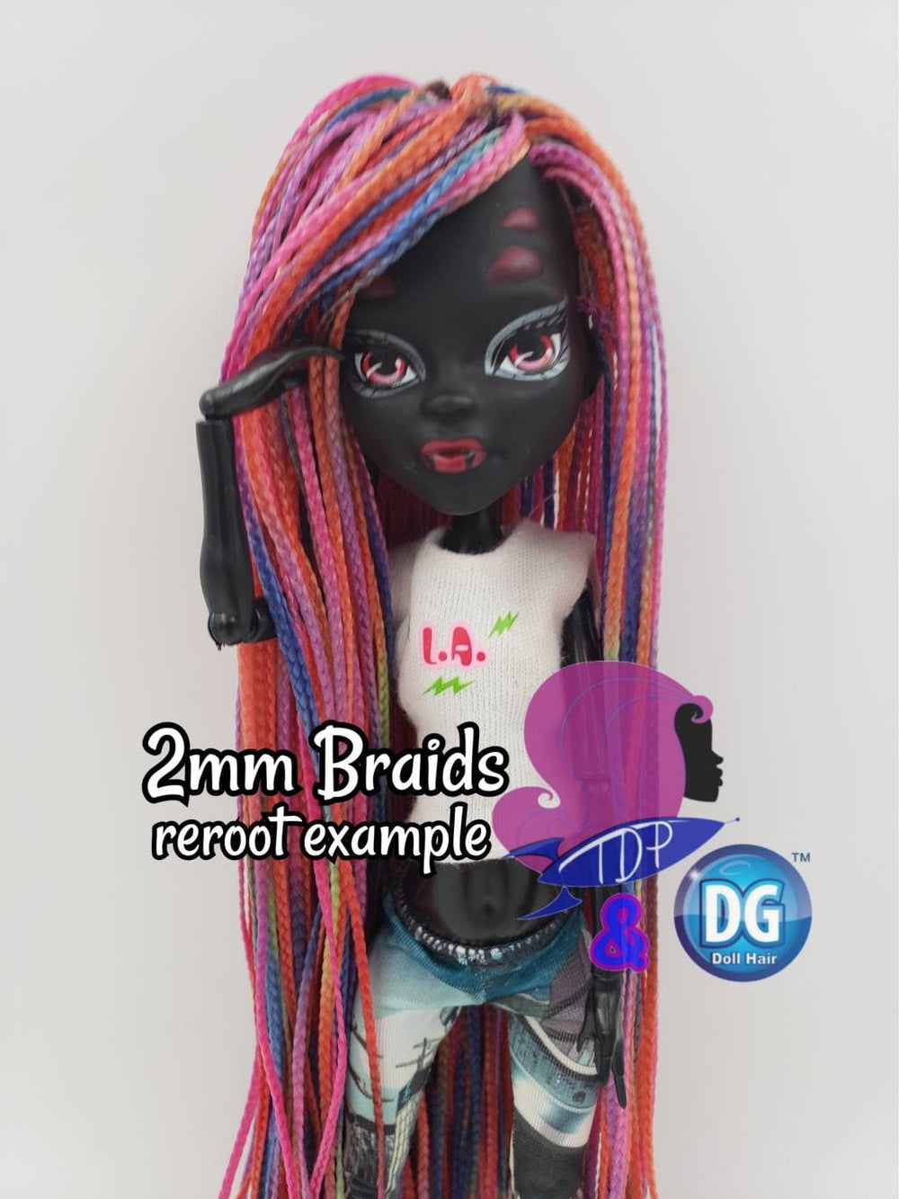 DG-HQ™ Nylon Pastel Pink & Purple Micro Mini Braids 2mm BH211 Doll Hair Rerooting Barbie™ Monster High™ Integrity FR Rainbow High