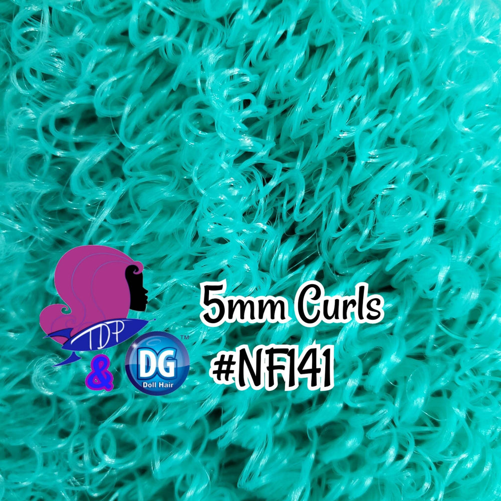 DG Curly Teal Seafoam Green 5mm and 10mm options NF141 36 inch 0.5oz/14g pre-curled Nylon Doll Hair for rerooting fashion dolls
