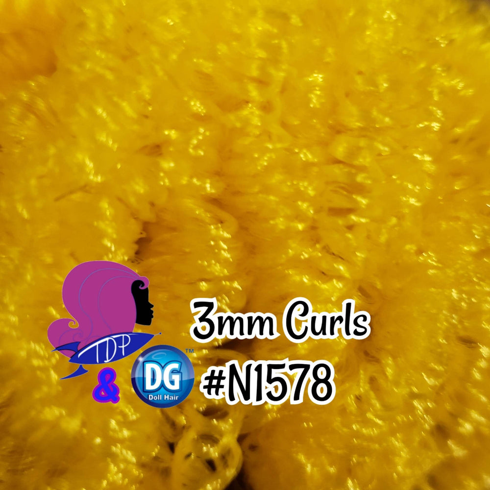 DG Curly Lemon Yellow 3mm N1578 36 inch 0.5oz/14g pre-curled Nylon Doll Hair for rerooting fashion dolls Standard Temperature