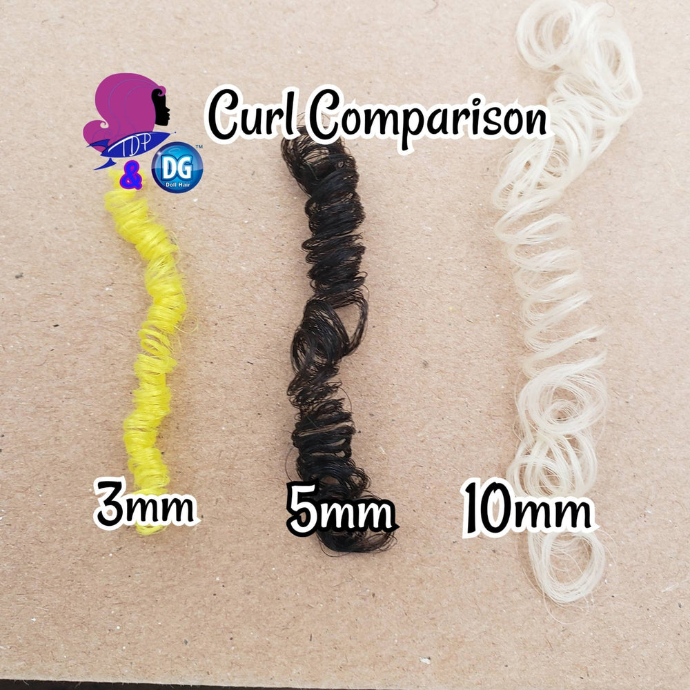 DG Curly Metallic Shimmer Moonlight 5mm 10mm 20mm YN3001 silver 36 inch 0.5oz/14g pre-curled Nylon Doll Hair for rerooting fashion dolls