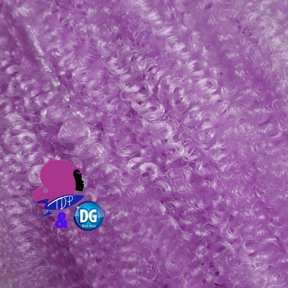 DG S-Curl Afro Kinky Pastel Purple curly pre-curled 18 inch 0.5oz/14g hank Nylon Doll Hair for rerooting fashion dolls Standard Temperature