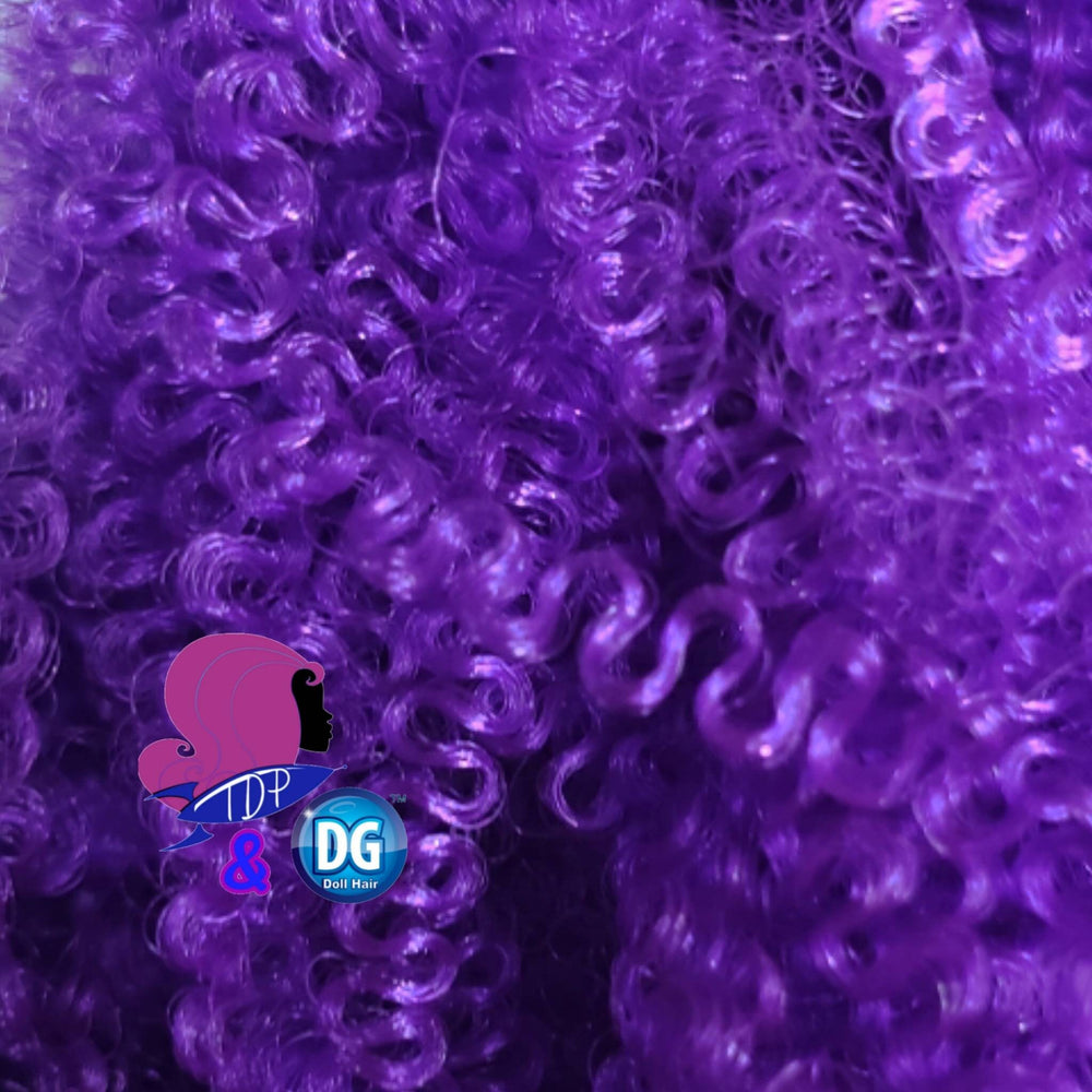 DG S-Curl Afro Kinky Purple 2mm curly pre-curled 18 inch 0.5oz/14g hank Nylon Doll Hair for rerooting fashion dolls Standard Temperature