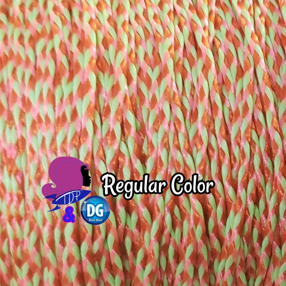 DG-HQ™ #BH317 Micro Mini Braids 2mm Doll Hair Orange Yellow Green Black Light Glow in the Dark Neon Barbie™ Monster High™ Rainbow High