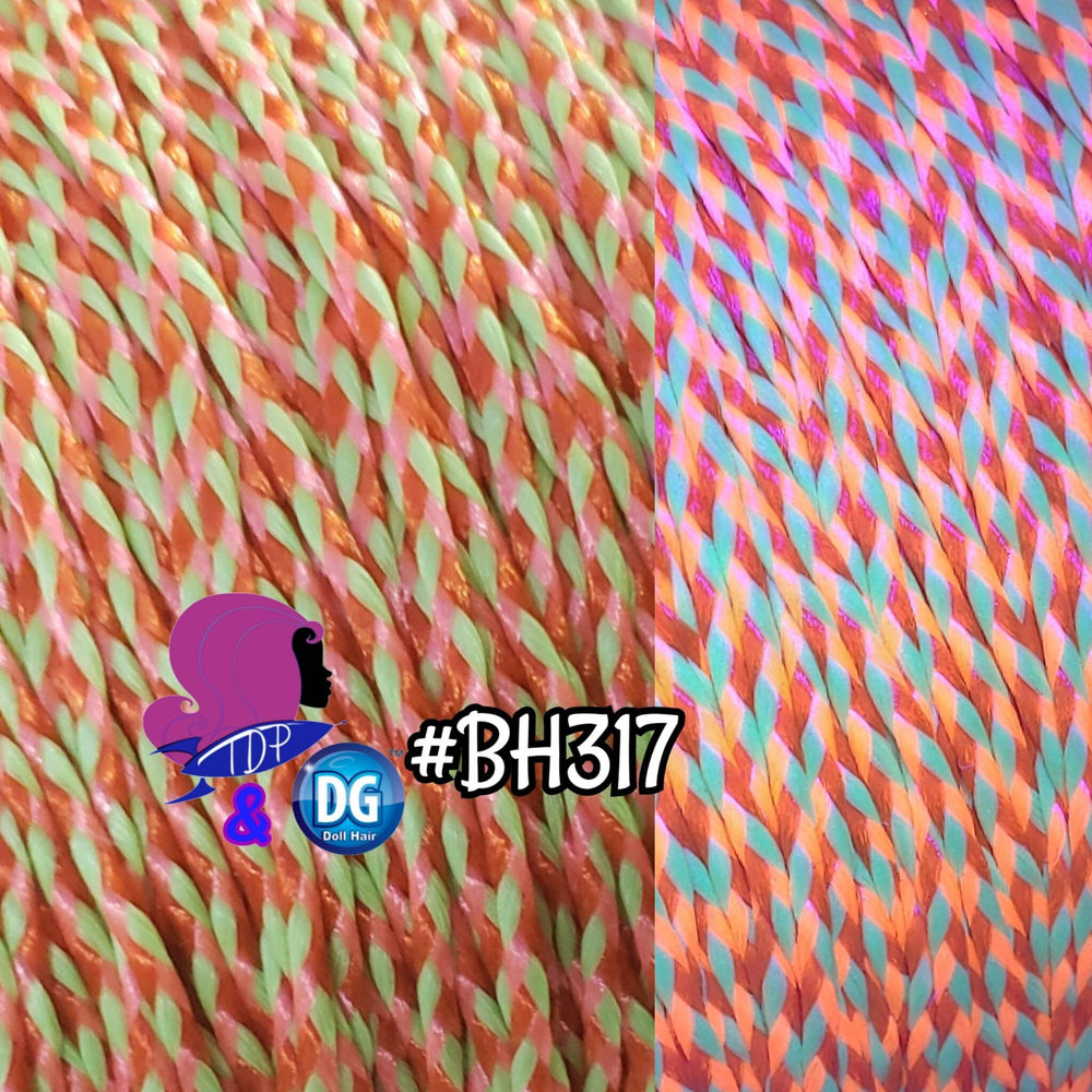 DG-HQ™ #BH317 Micro Mini Braids 2mm Doll Hair Orange Yellow Green Black Light Glow in the Dark Neon Barbie™ Monster High™ Rainbow High