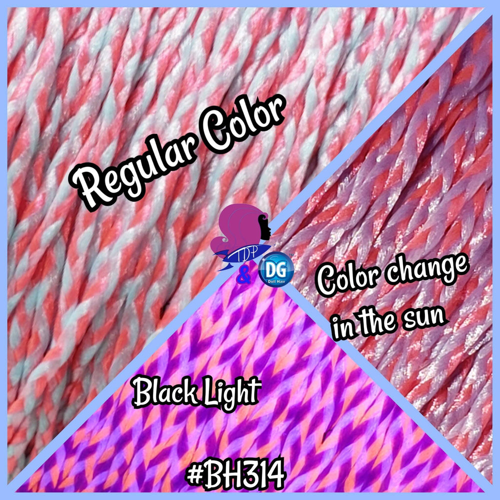 DG-HQ™ 3 in 1 #BH314 Micro Mini Braids 2mm Doll Hair Pink Blush White Color Change Sunlight Black Light Barbie™ Monster High™ Rainbow High