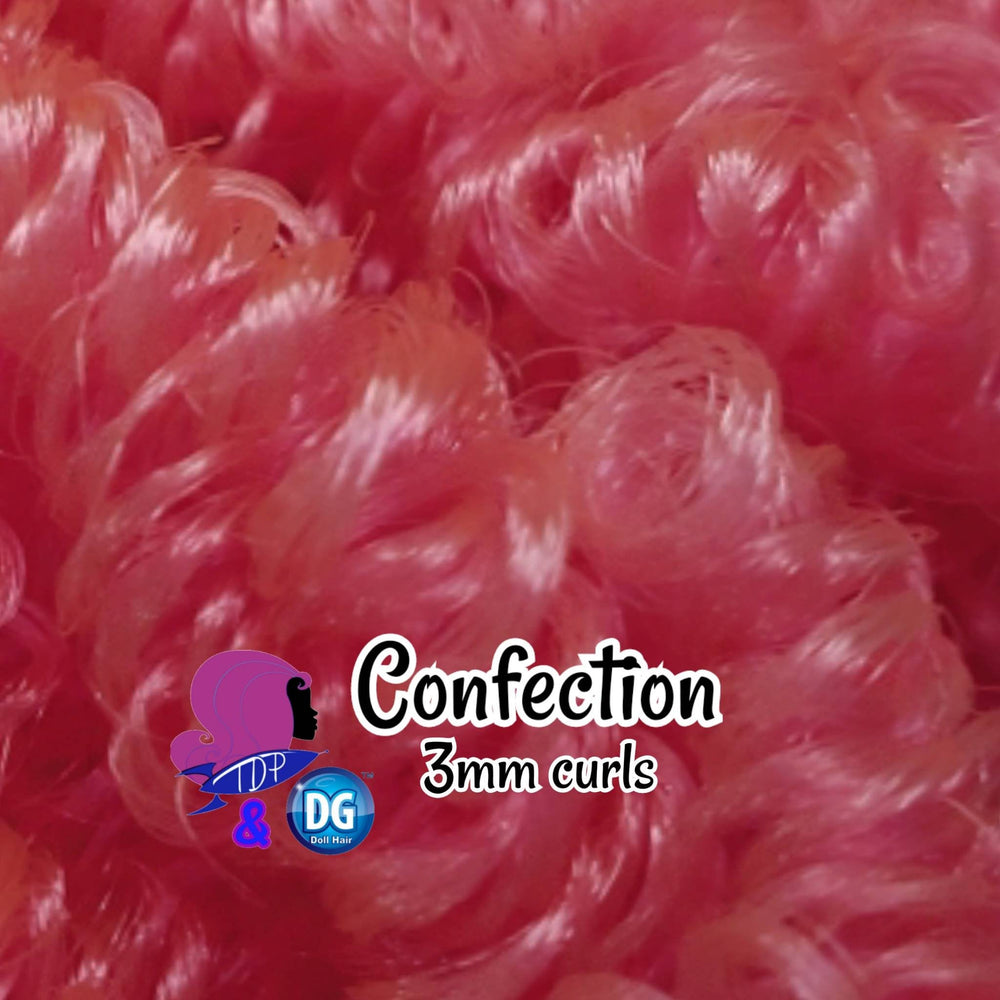 DG Curly 3mm Confection JN4027 Salmon peach pink 36 inch 0.5oz/14g pre-curled Nylon Doll Hair for rerooting fashion dolls