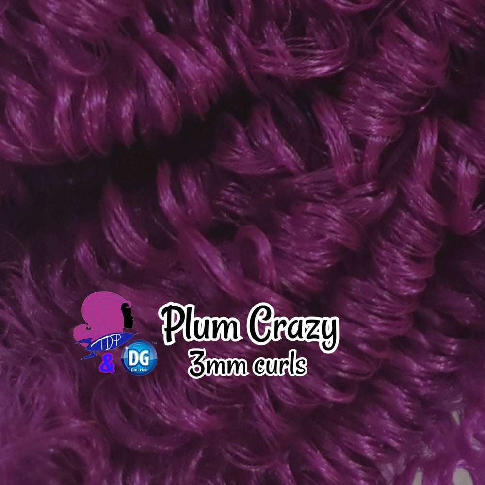 DG Curly 3mm Plum Crazy JN4108 bright Purple 36 inch 0.5oz/14g pre-curled Nylon Doll Hair for rerooting fashion dolls Standard Temperature