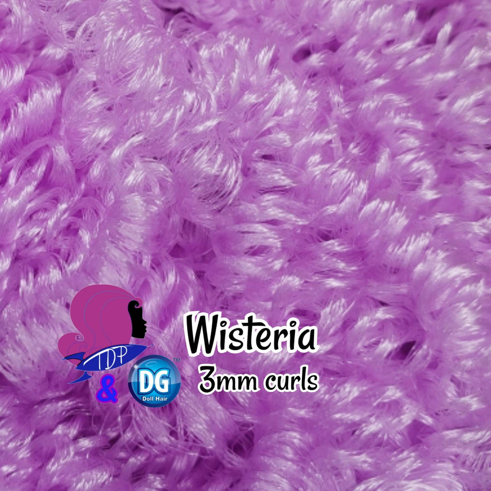 DG Curly 3mm Wisteria JN4030 pastel light purple 36 inch 0.5oz/14g pre-curled Nylon Doll Hair for rerooting fashion dolls