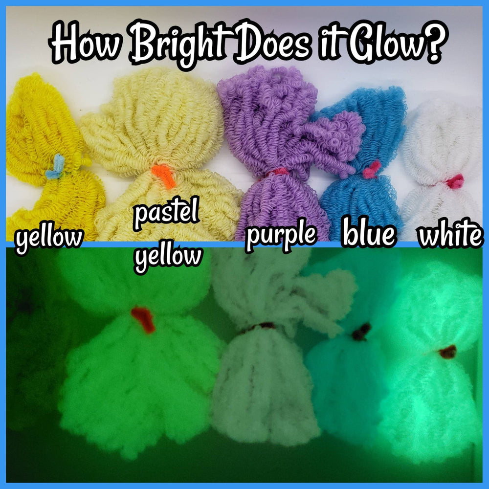 DG Curly 3mm Glow in the Dark Pastel Yellow YG001 36 inch 0.5oz/14g pre-curled Nylon Doll Hair for rerooting fashion dolls