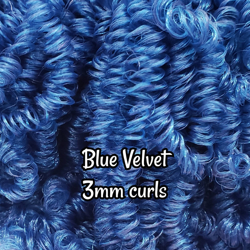 DG Curly 3mm Blue Velvet NH3163 dark blue 2tone 36 inch 0.5oz/14g pre-curled Nylon Doll Hair for rerooting fashion dolls