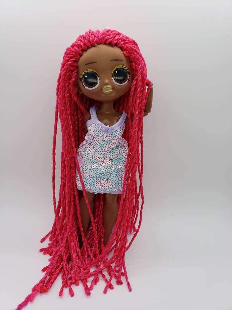 DG-HQ Nylon blend Jumbo Twist Braids 3mm Pink Purple Bh205-2 Hair Rerooting wigs Large dolls Bjds tall Monster High™ Rainbow High lol omg