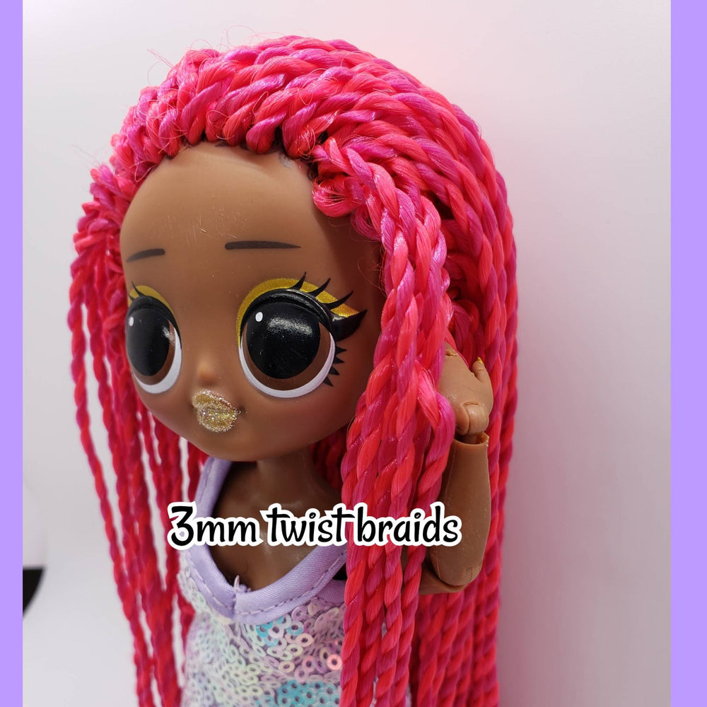 DG-HQ Nylon blend Jumbo Twist Braids 3mm Pink Purple Bh205-2 Hair Rerooting wigs Large dolls Bjds tall Monster High™ Rainbow High lol omg