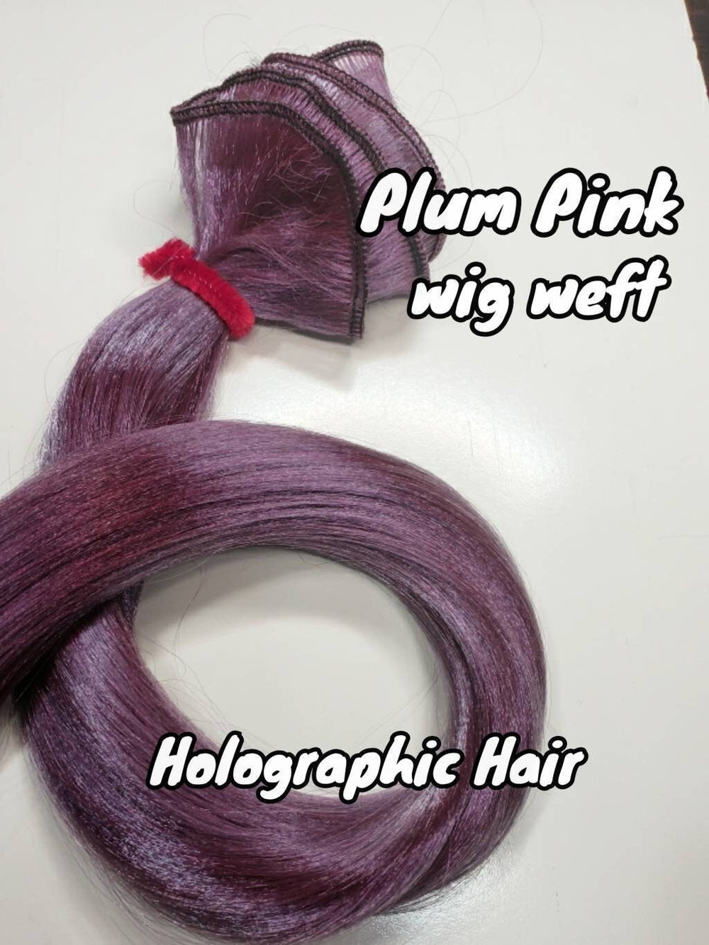 DG-HQ™ Wig Weft Nylon Plum Pink NC116A Holographic Nylon Weft 30"Wx20"L Doll Hair for Making Fashion Doll Wigs Standard Temperature