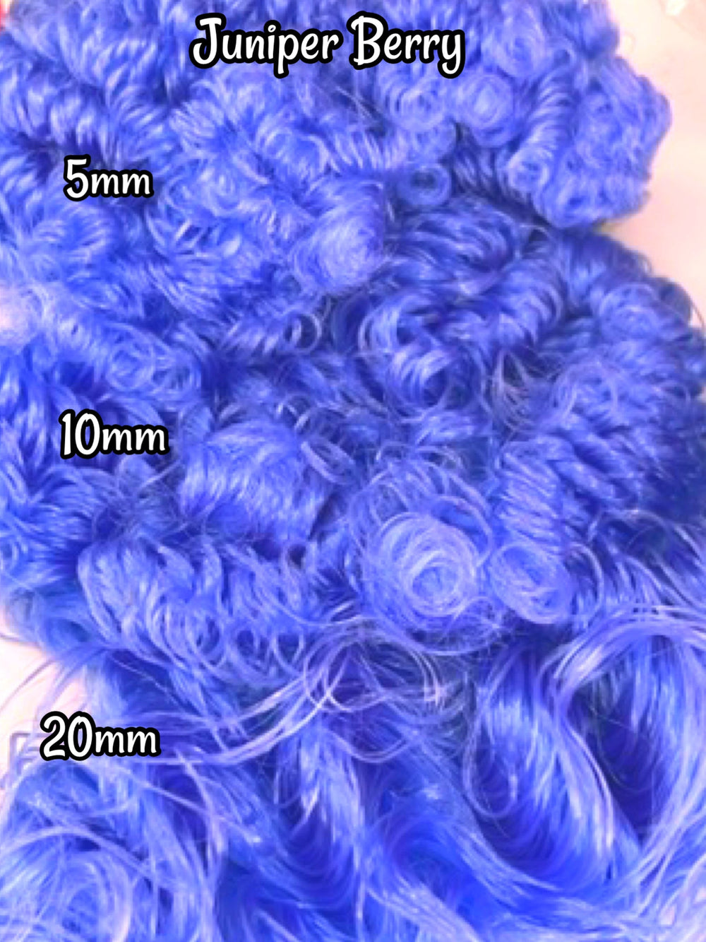 DG Curly Juniper Berry 5mm 10mm 20mm options N1884 blue violet 36 inch 0.5oz/14g pre-curled Nylon Doll Hair for rerooting fashion dolls