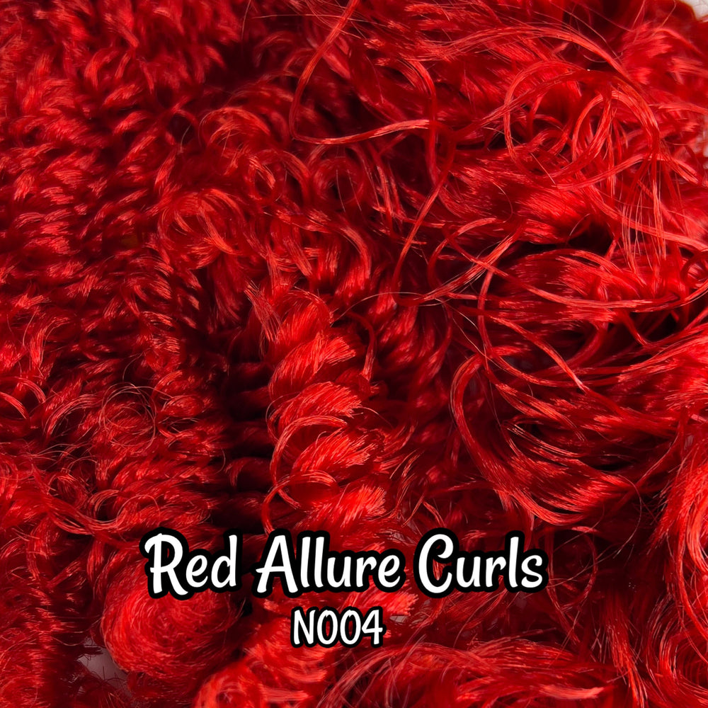 DG Curly Red Allure N004 3, 6, 10, 12, 15, 20mm Red 36 inch 0.5oz/14g pre-curled Nylon Doll Hair for rerooting fashion dolls