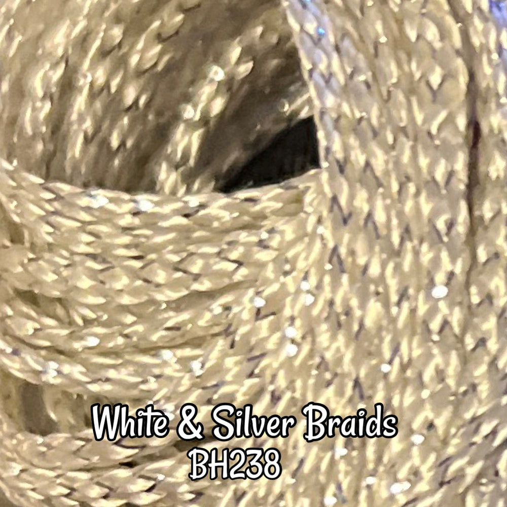 DG-HQ™ Nylon Bright White & Silver Braids wide 2mm BH328 Doll Hair Rerooting Barbie™ Monster High™ Integrity FR Rainbow High