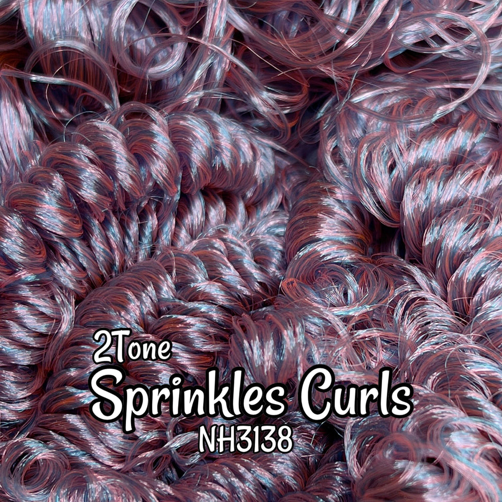 DG Curly Sprinkles NH3138 5mm, 10mm, 20mm pink & blue 36 inch 0.5oz/14g pre-curled Nylon Doll Hair for rerooting fashion dolls
