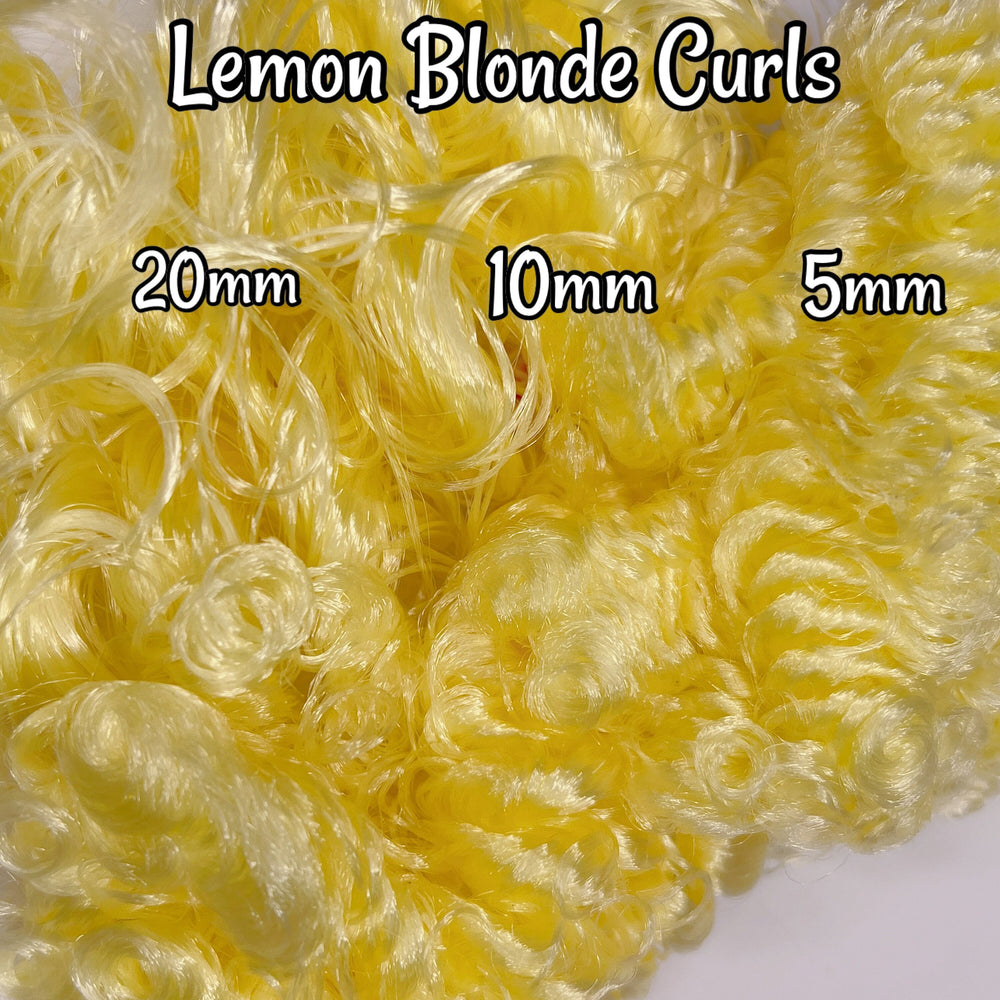 DG Curly Lemon Blonde 5mm 10mm 20mm options N288 Yellow 36 inch 0.5oz/14g pre-curled Nylon Doll Hair for rerooting fashion dolls