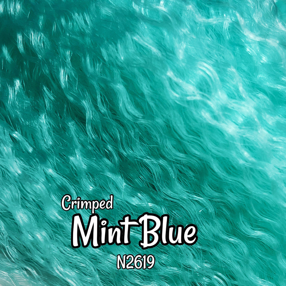 Crimped Mint Blue N2619 Ethnic wavy Doll Hair textured natural 36 inch 0.5oz/14g hank Nylon Doll Hair for rerooting fashion dolls