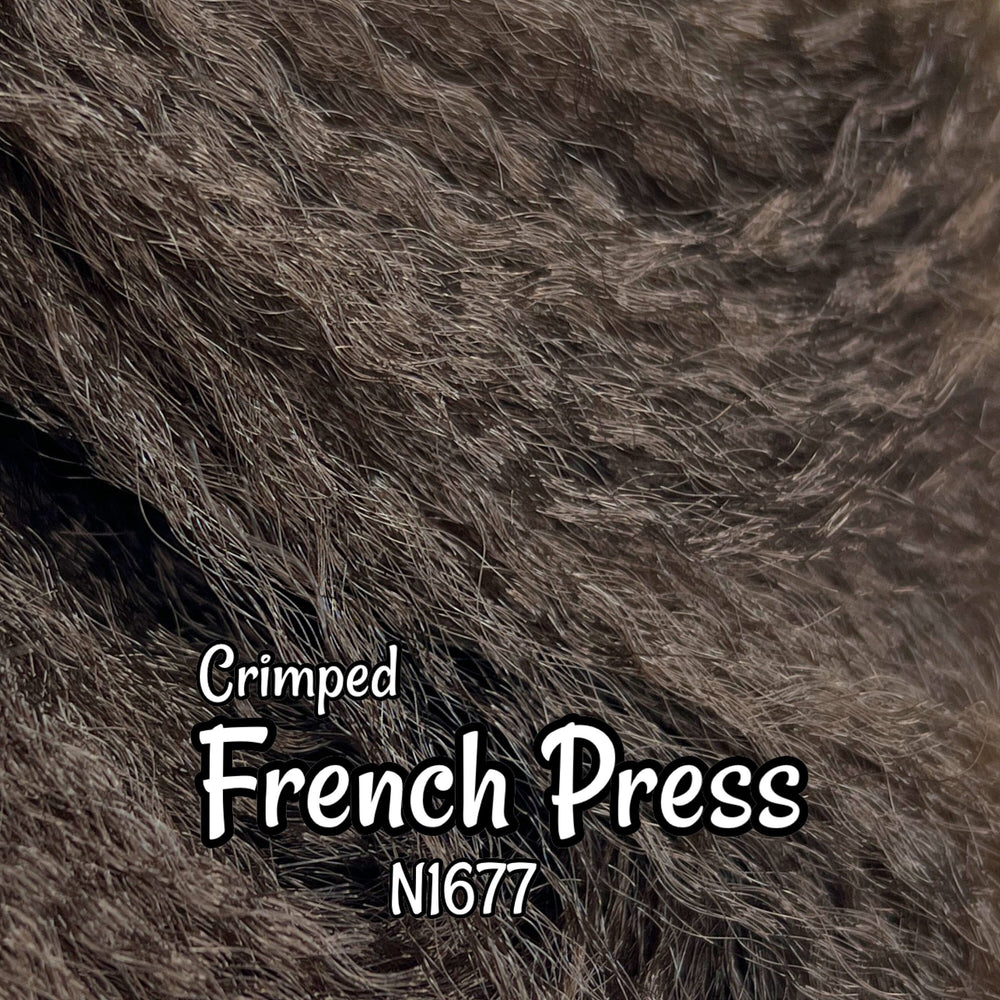 Crimped French Press N1677 Ethnic wavy brown 36 inch 0.5oz/14g hank Nylon Doll Hair for rerooting fashion dolls Standard Temperature
