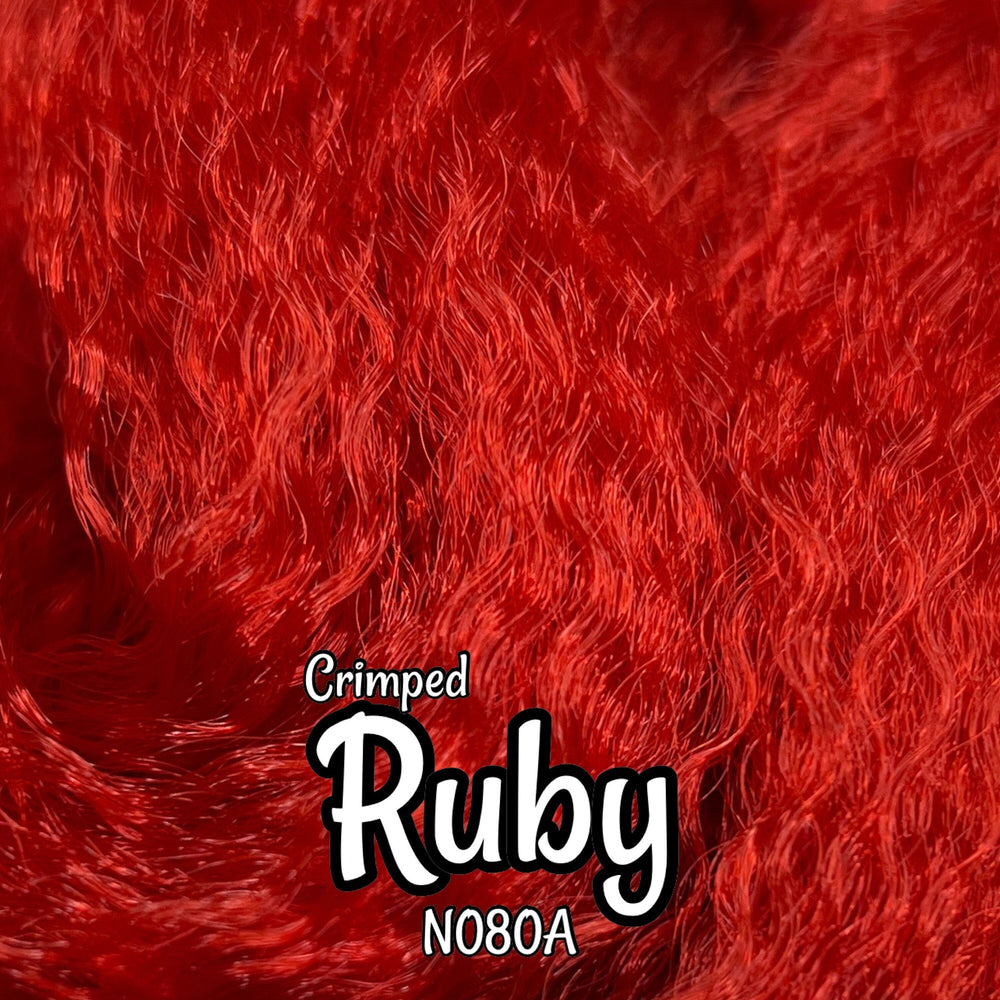 Crimped Ruby N080A Ethnic wavy red 36 inch 0.5oz/14g hank Nylon Doll Hair for rerooting fashion dolls Standard Temperature