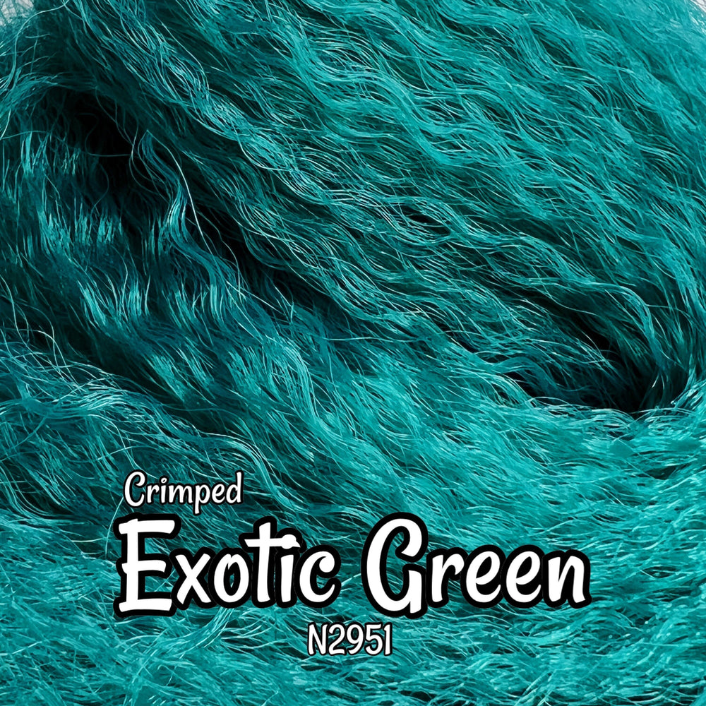 Crimped Exotic Green N2951D Ethnic wavy green blue 36 inch 0.5oz/14g hank Nylon Doll Hair for rerooting fashion dolls Standard Temperature