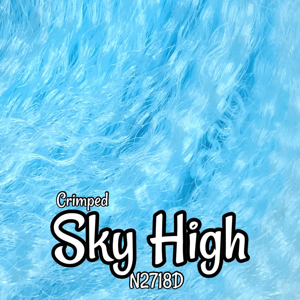 Crimped Sky High N2718DW Ethnic wavy light blue 36 inch 0.5oz/14g hank Nylon Doll Hair for rerooting fashion dolls Standard Temperature