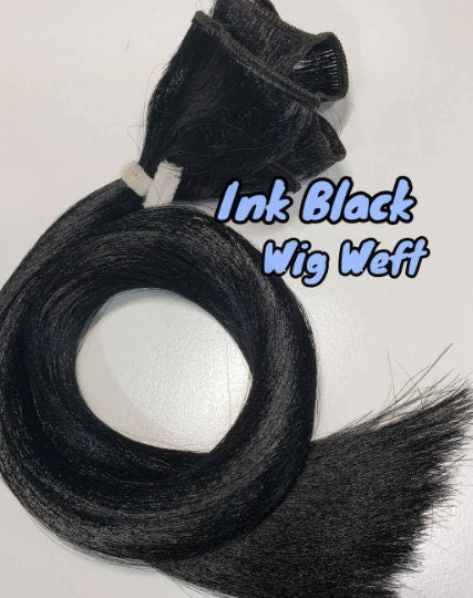 DG-HQ™ Wig Weft Nylon Ink Black N255 Dark Hair Natural Nylon Weft 30"Wx20"L Doll Hair for Making Fashion Doll Wigs Standard Temperature