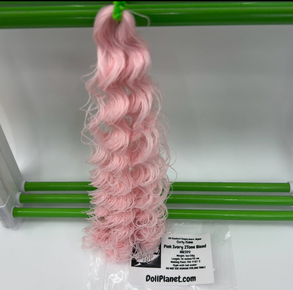 DG Curly Nylon Pink Ivory 2Tone Blend NH3119 1oz/28g 36in/92cm Doll Hair