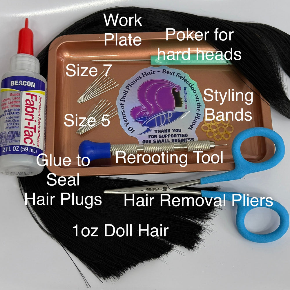9 Piece Mega Rerooting Starter Kit for Rerooting Fashion Dolls