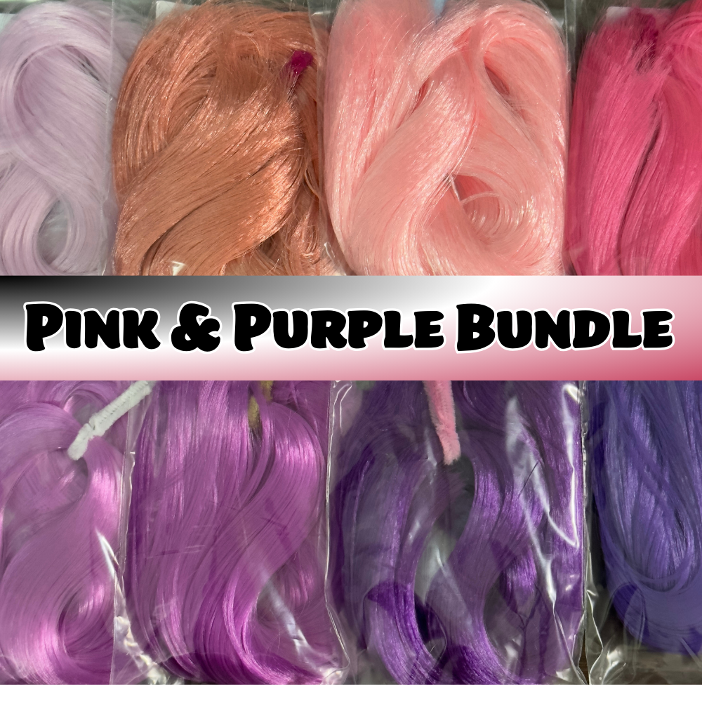 DG Nylon Artist Pack Pink Purple 8 Color Doll Planet Hair Bundle