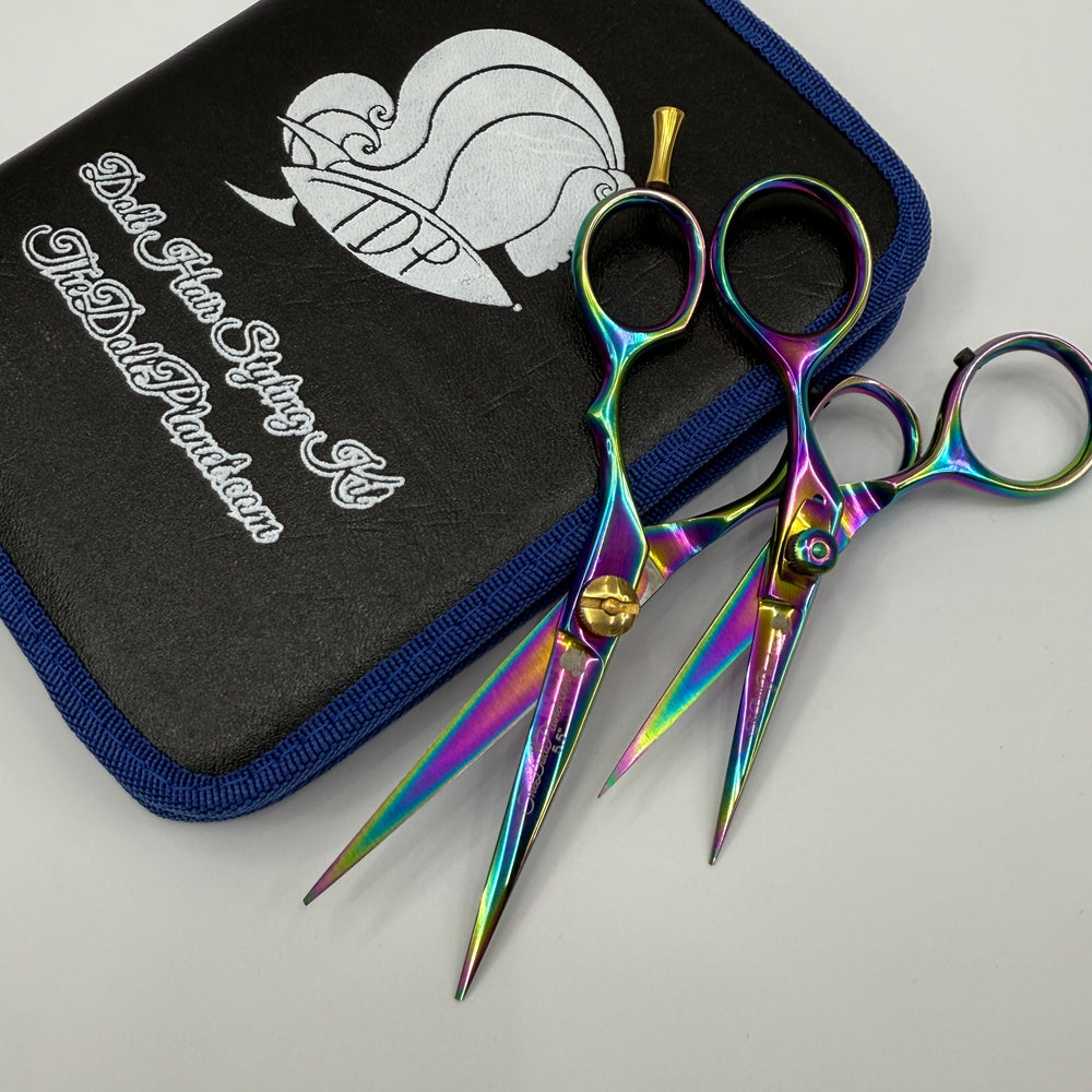 Doll Hair Scissors 2 Piece Set for Cutting Trimming Styling Nylon and Saran