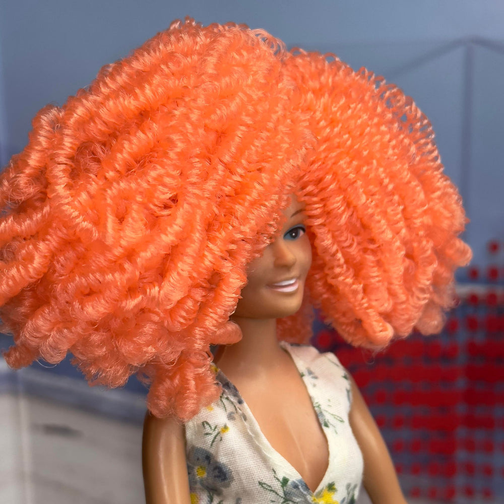 DG Nylon Curly Papaya N3070 3mm soft orange 36 inch 0.5oz/14g pre-curled Nylon Doll Planet Hair