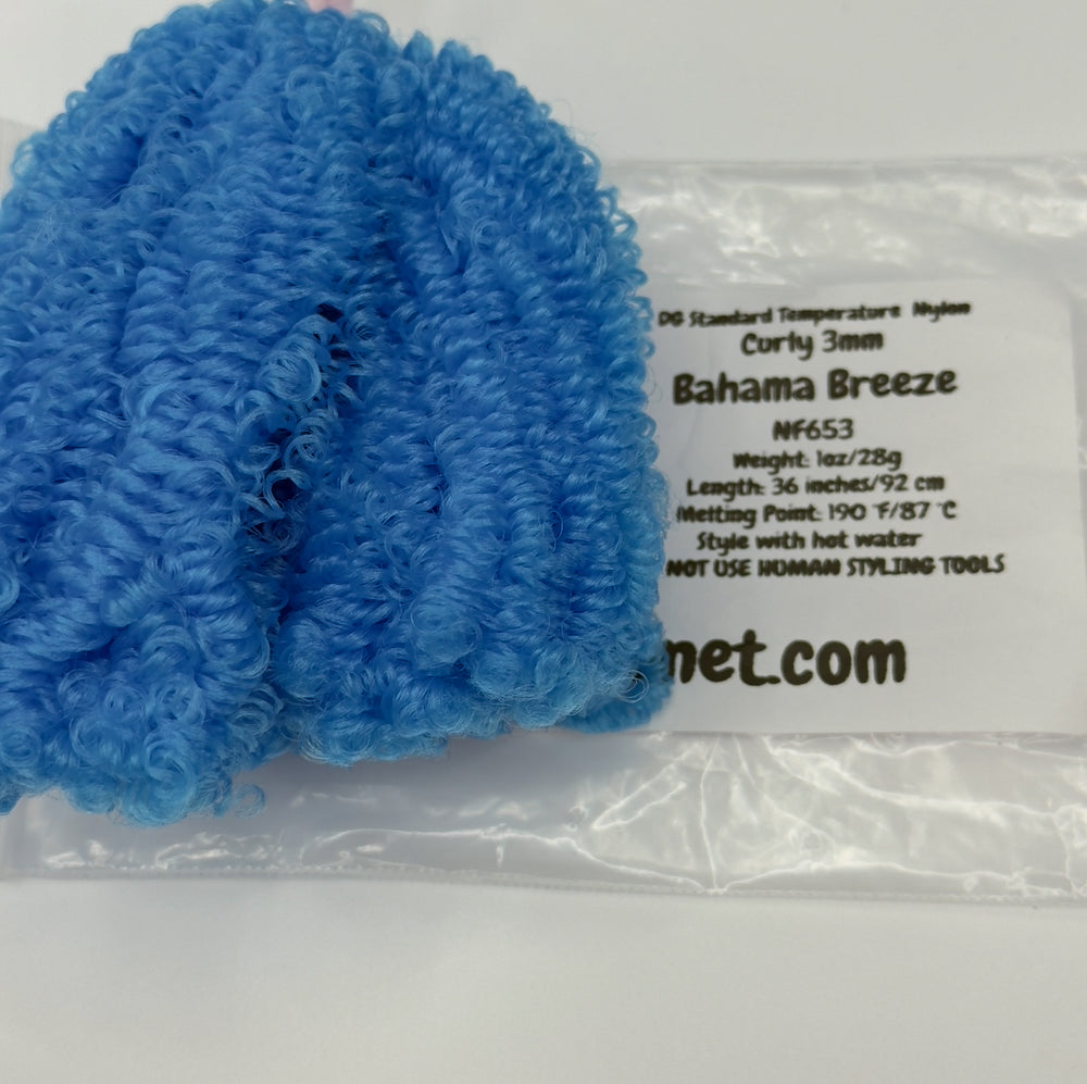 DG Curly Nylon Bahama Breeze NF653 1oz/28g 36in/92cm blue Doll Hair