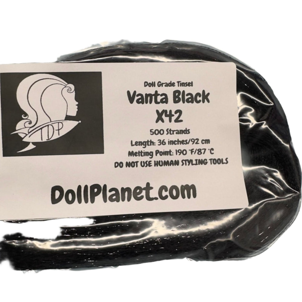 Vanta Black X42 Doll Grade Tinsel Shiny Doll Hair