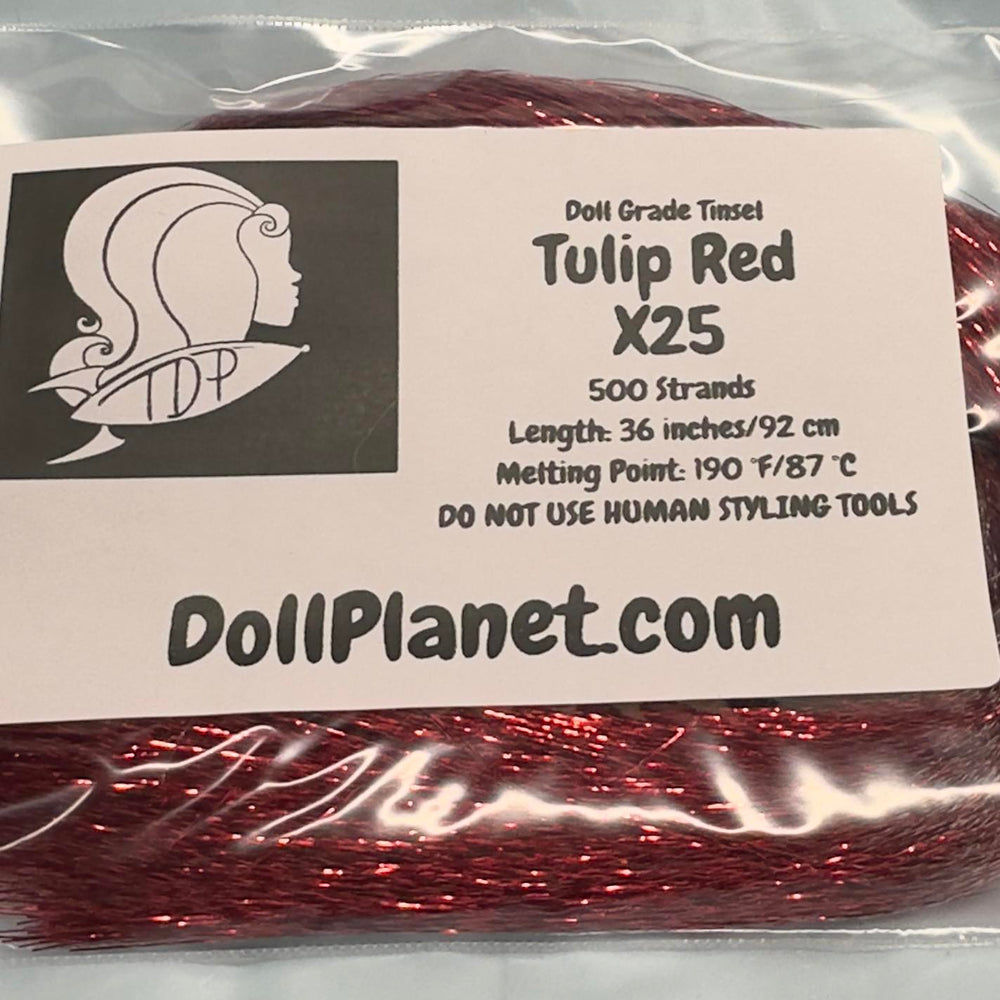 Tulip Red X25 Doll Grade Tinsel Shiny Doll Hair