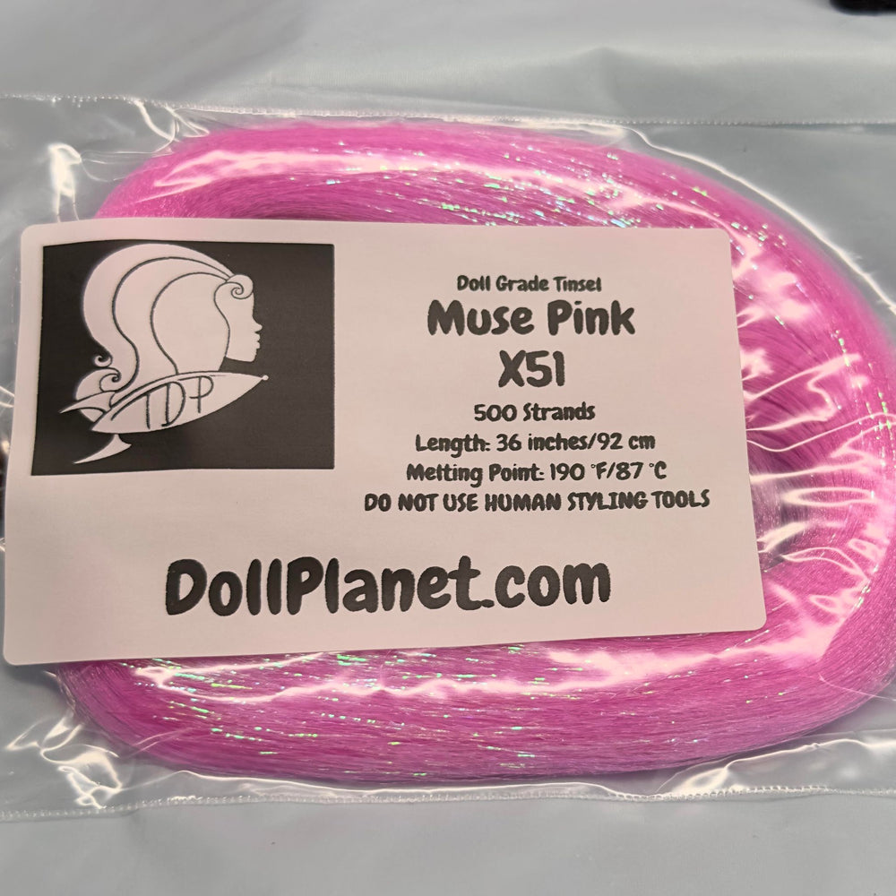 Muse Pink X51 Doll Grade Tinsel Shiny Doll Hair