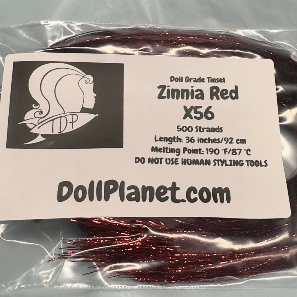 Zinnia Red X56 Doll Grade Tinsel Shiny Doll Hair
