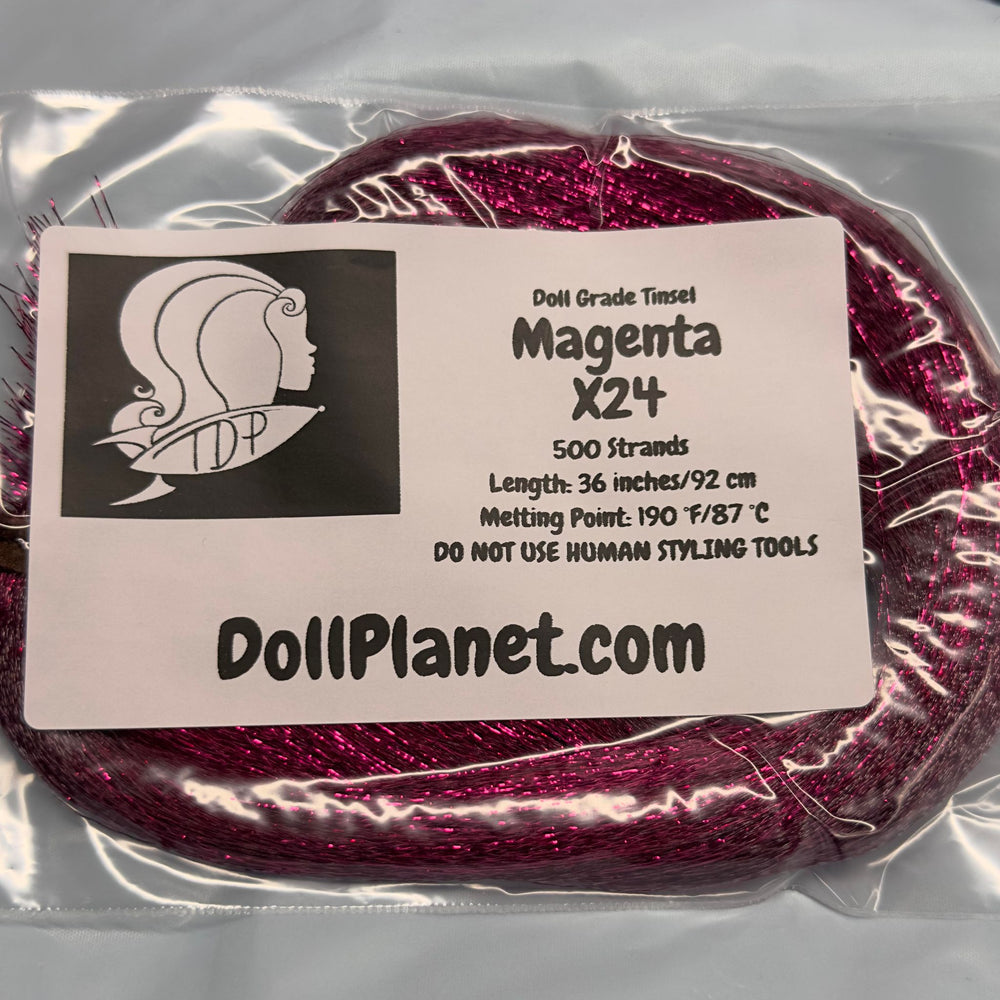 Magenta X24 Doll Grade Tinsel Shiny Doll Hair