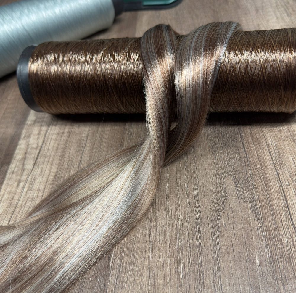 DG Straight Nylon Custom 3Tone Rustic Ash Blend 1oz/28g 36inch/92cm brown grey Doll Hair