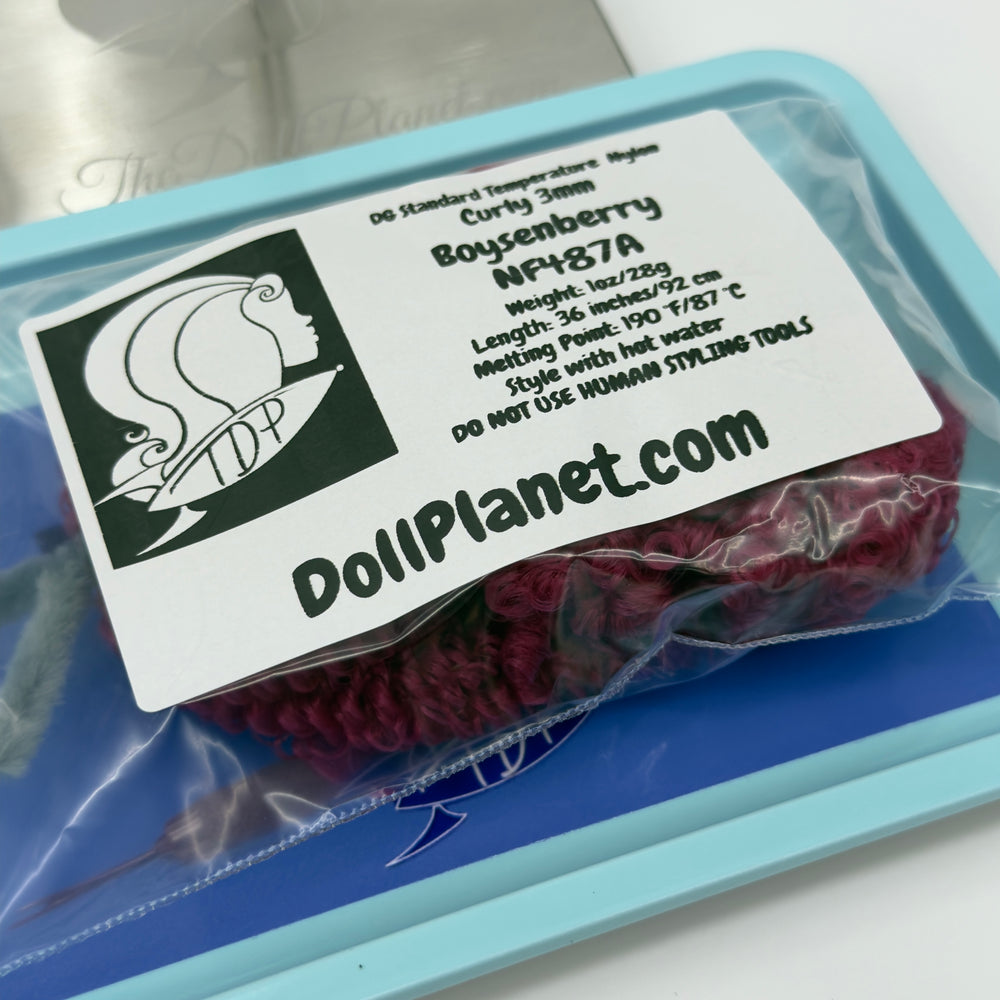 DG Nylon Curly Boysenberry NF487A 3mm 1oz/28g 36in/92cm red purple Doll Hair