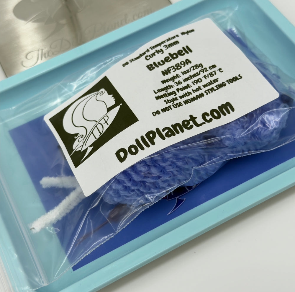 DG Nylon Curly Bluebell NF389A 3mm 1oz/28g 36in/92cm blue Doll Hair