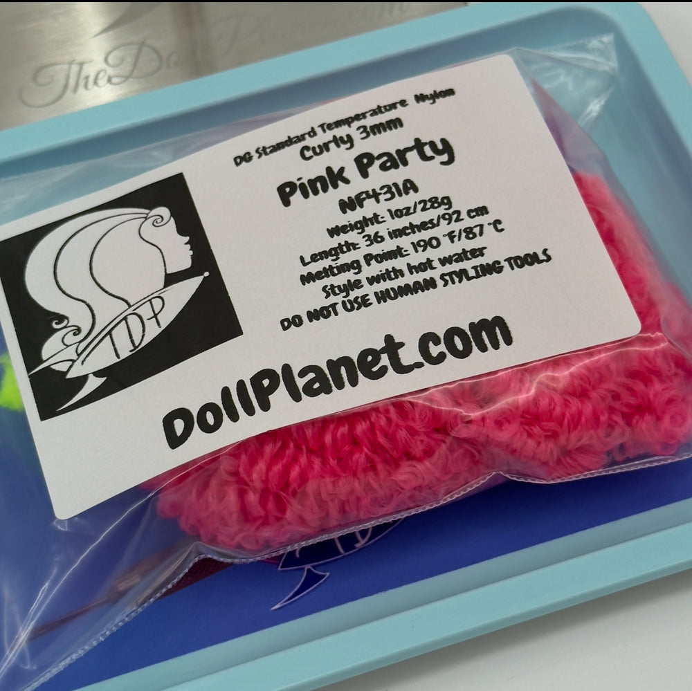DG Nylon Curly Pink Party NF431A 3mm 1oz/28g 36in/92cm Doll Hair