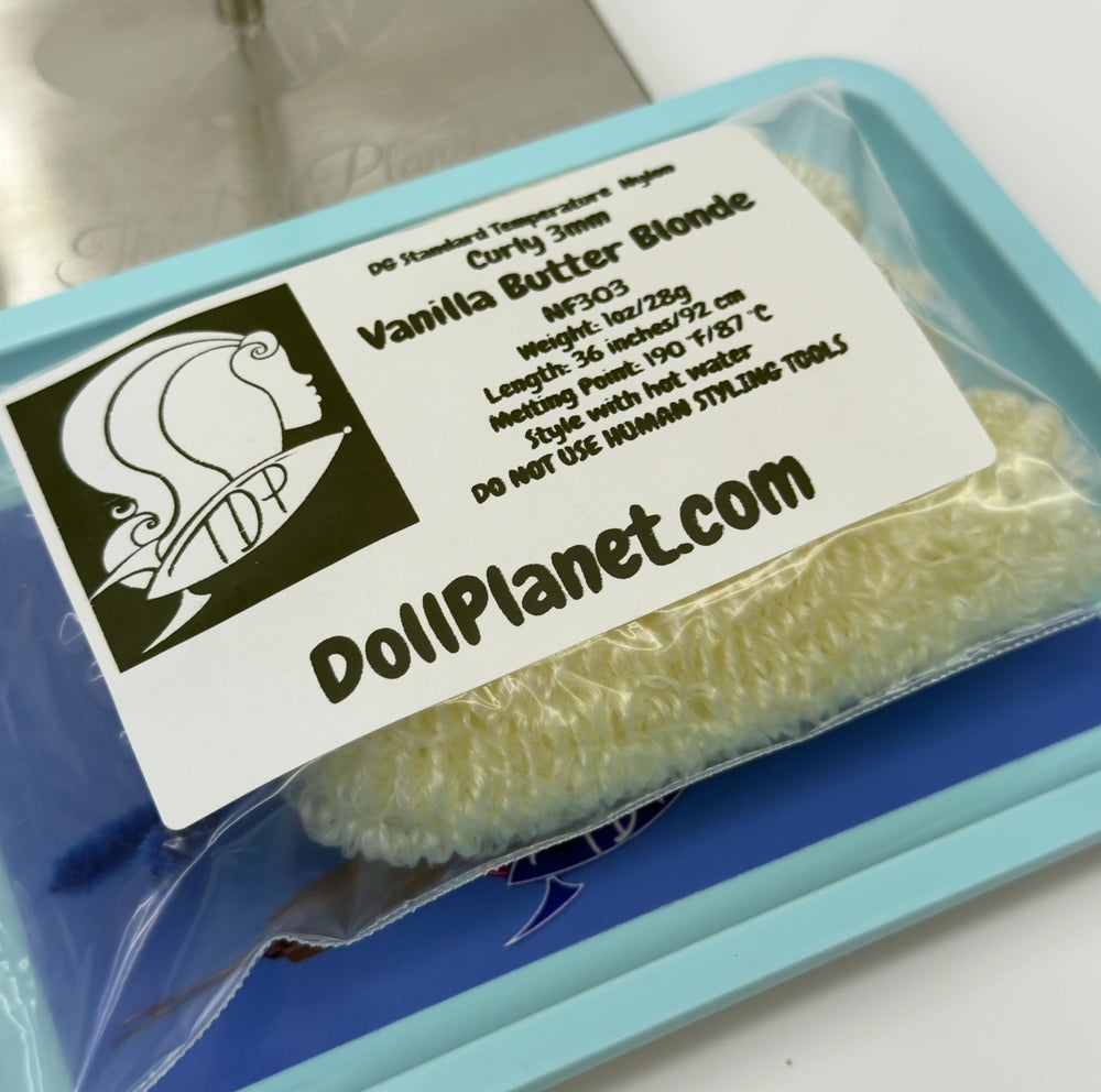 DG Nylon Curly Vanilla Butter Blonde NF303A 3mm 1oz/28g 36in/92cm Doll Hair