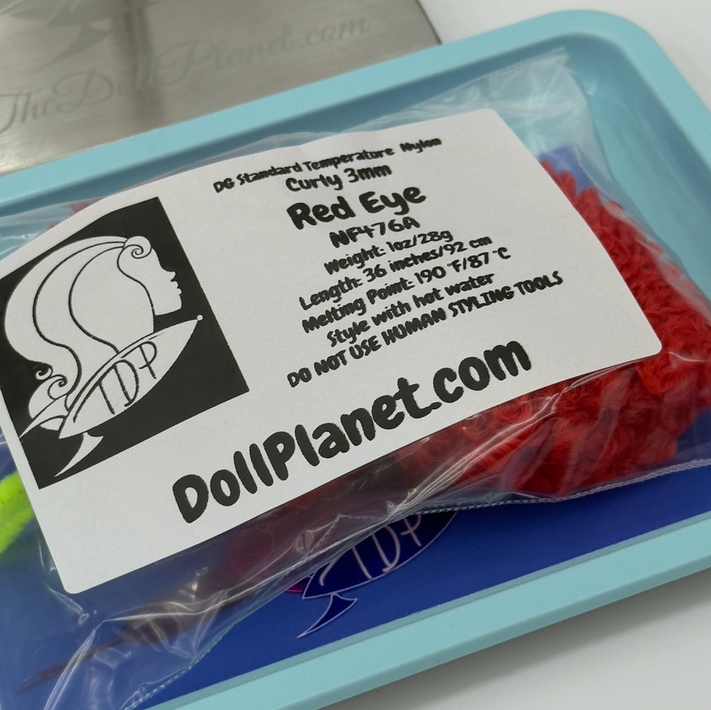 DG Nylon Curly Red Eye NF476A 3mm 1oz/28g 36in/92cm red Doll Hair