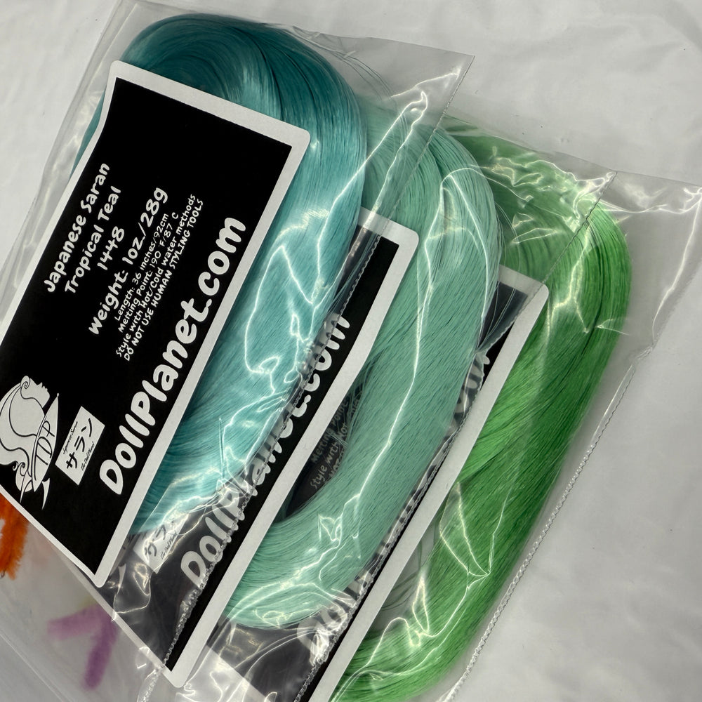 Japanese Saran Green Artist Pack 3oz Doll Hair Bundle