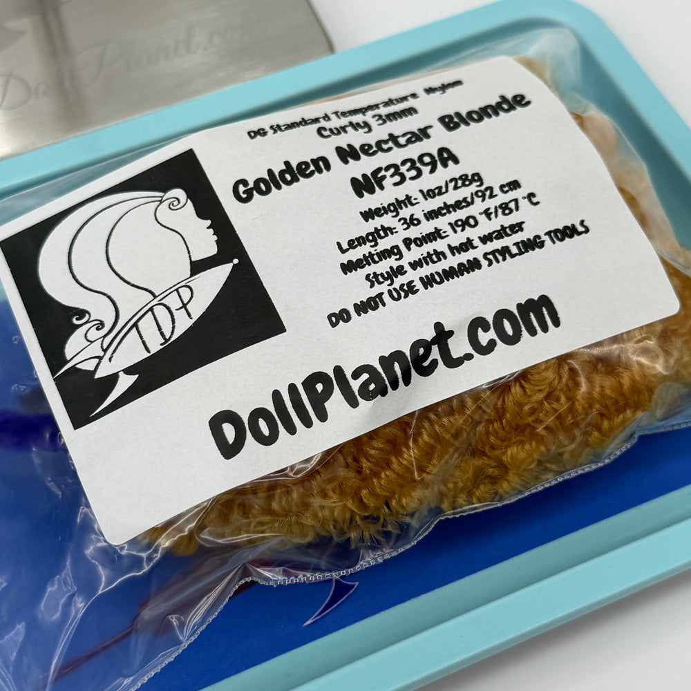 DG Nylon Curly Golden Nectar Blonde NF339A 3mm 1oz/28g 36in/92cm Doll Hair